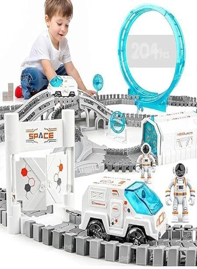 SKYBUCKET Space Toys 204 Pcs trainrackets with Mini Projector for KidsNew toyar and Astronaut Minifigures, Race caroys for Kids - Image 1